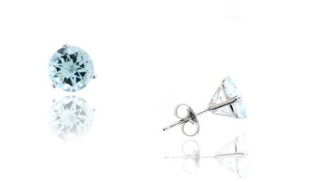 14 Karat White Gold Aquamarine Martini Stud Earrings